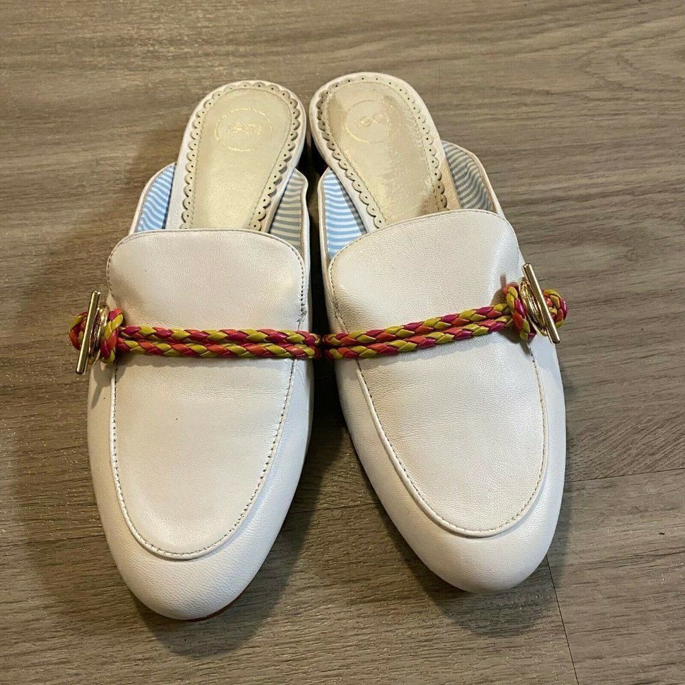 1901 Womens Ryland Ivory Leather Almond Toe Slip On Casual Mule Shoes Size 7.5 M